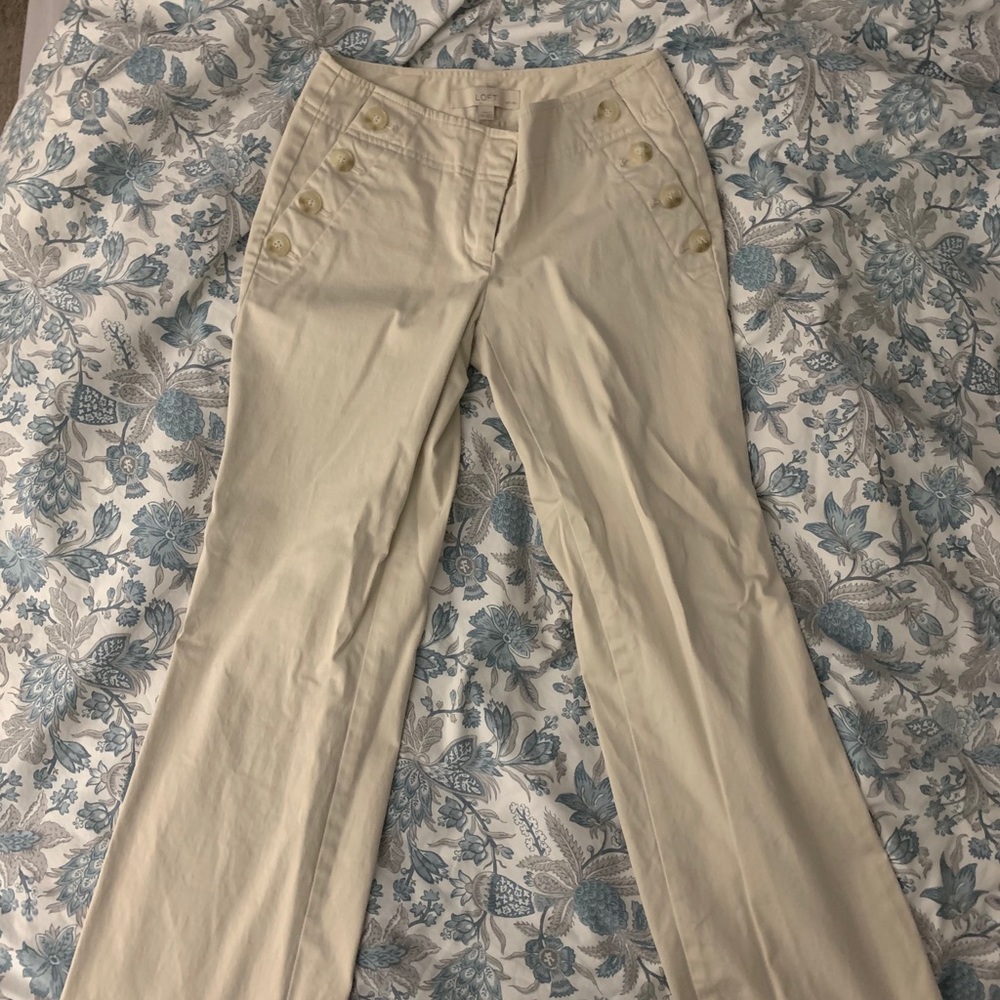 Loft sailor button flare leg pants